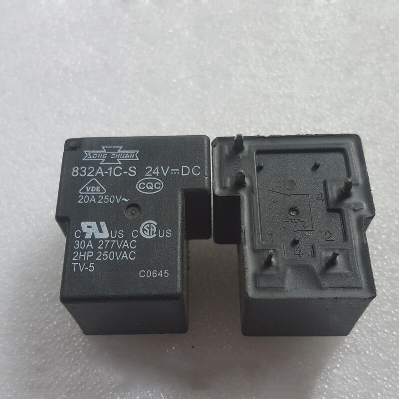 2PCS SONG CHUAN 832A-1C-S 24VDC Power Relay 5Pin 30A 277VAC