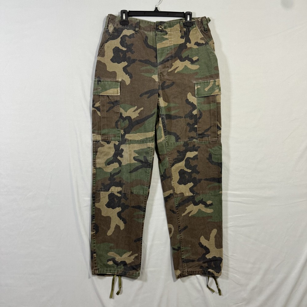 Men's Medium Regular Camo Woodland BDU Military Cargo Pants with Adjustable Fit