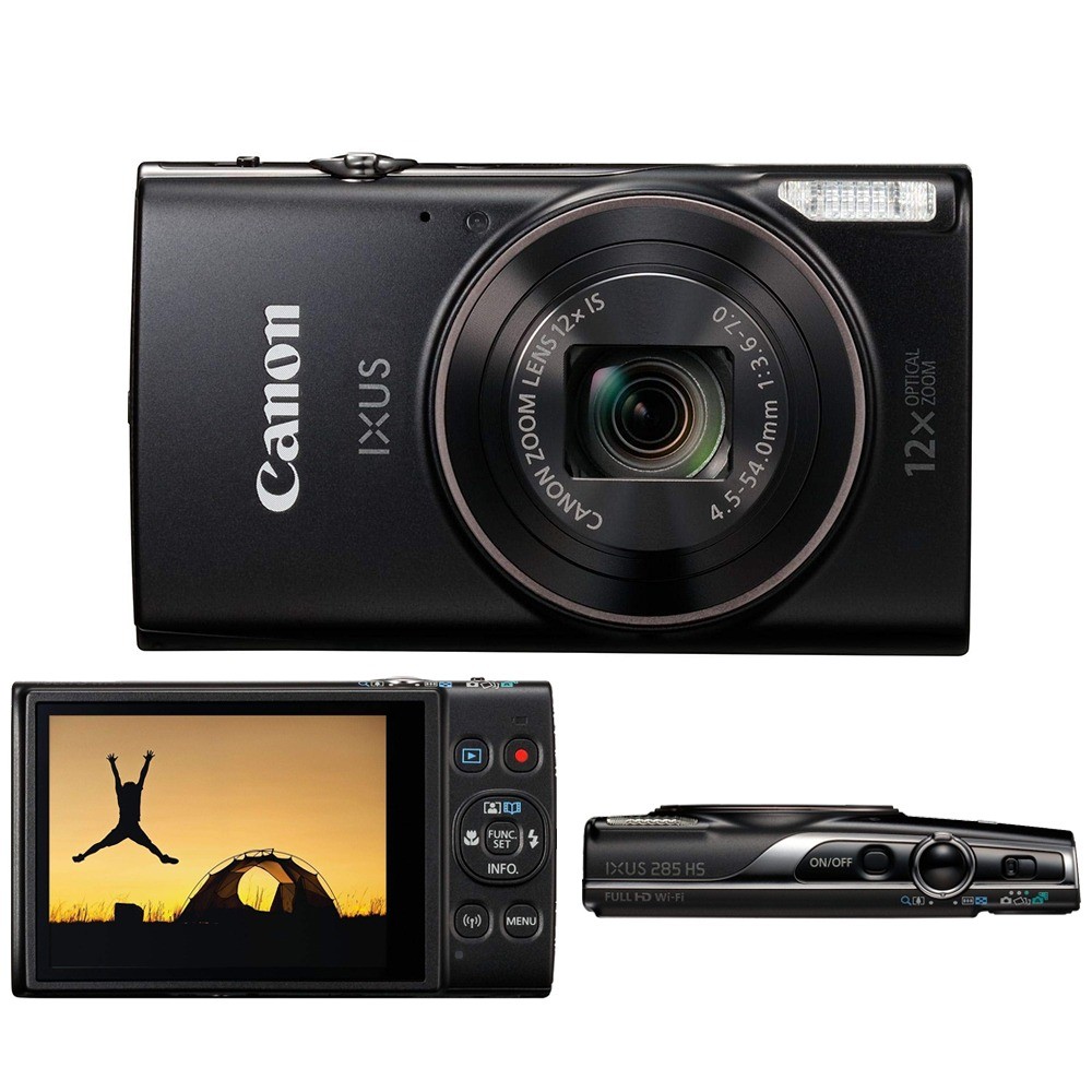 Canon IXUS 285 Digital Camera 12x Optical Zoom 20.2MP Wi-Fi Full HD Video Black