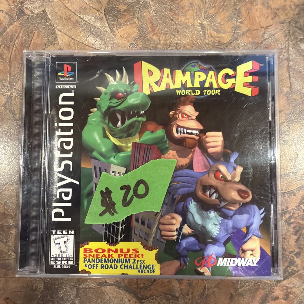 Rampage World Tour - Sony PlayStation 1 PS1 Complete CIB Black Label w/ Reg Card
