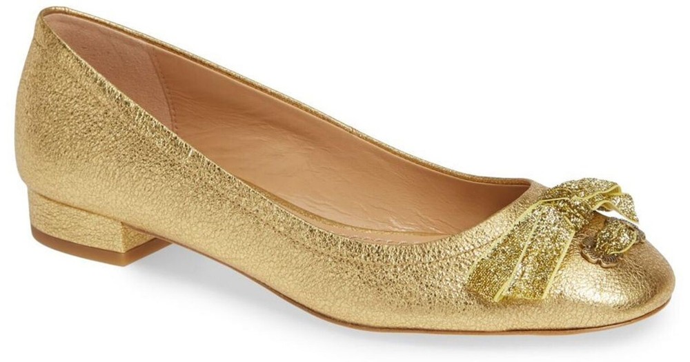 COACH LIA Gold Bow Leather Low Heel Pumps Size 8.5 - $195