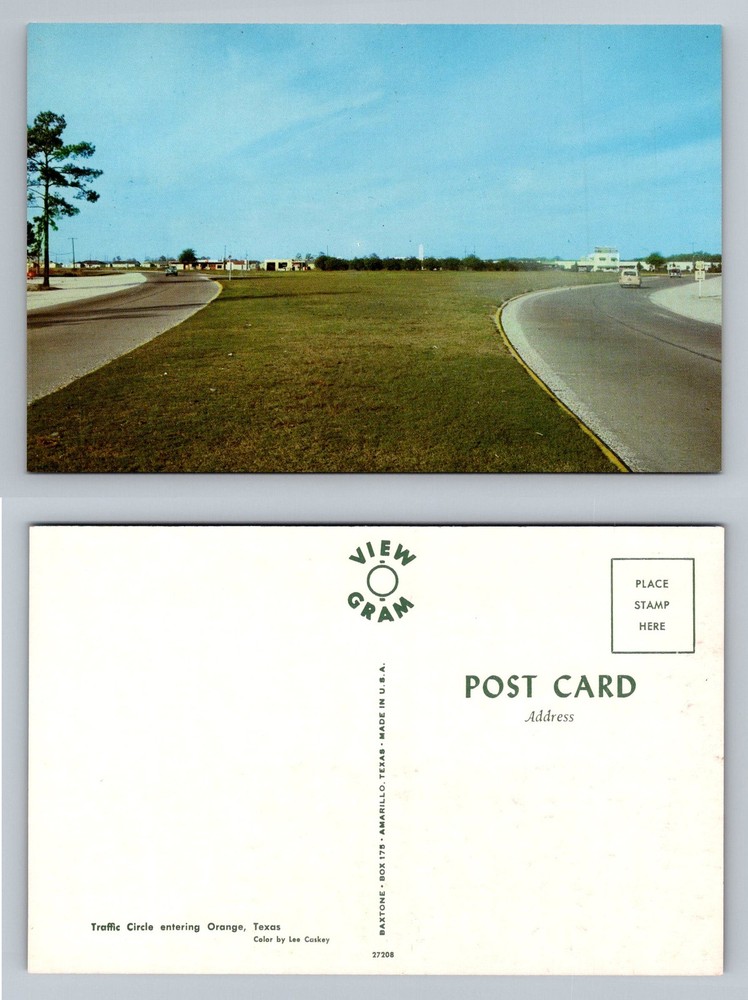 Orange, TX-Texas, Traffic Circle Entering City Roadway View Vintage Postcard