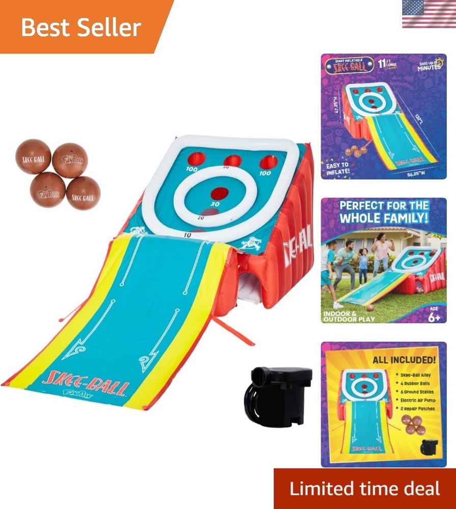 FunPark Giant Inflatable Skee-Ball Game – 11 Ft with 4 Balls & Pump for All Ages