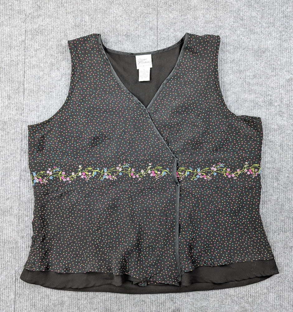 Vintage Giorgio Fiorlini Silk Blouse Women Large Y2K Babydoll Cottage Dark Fairy