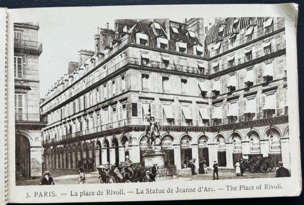 Antique postcard: Place de Rivoli w/ Statue of Jeanne d'Arc, Paris, pre-1907
