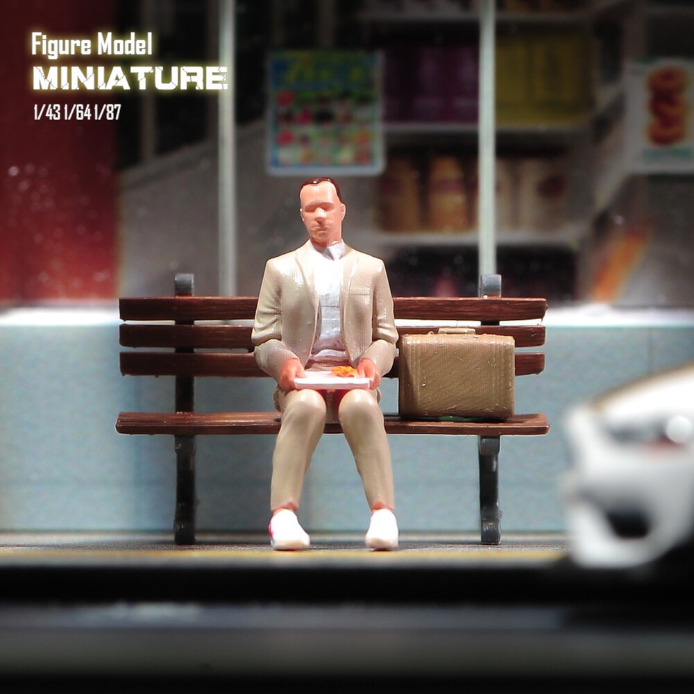 1/18 1/24 1/43 1/64 1/87 Miniature Garden Sitting Bench Man Scene Figure