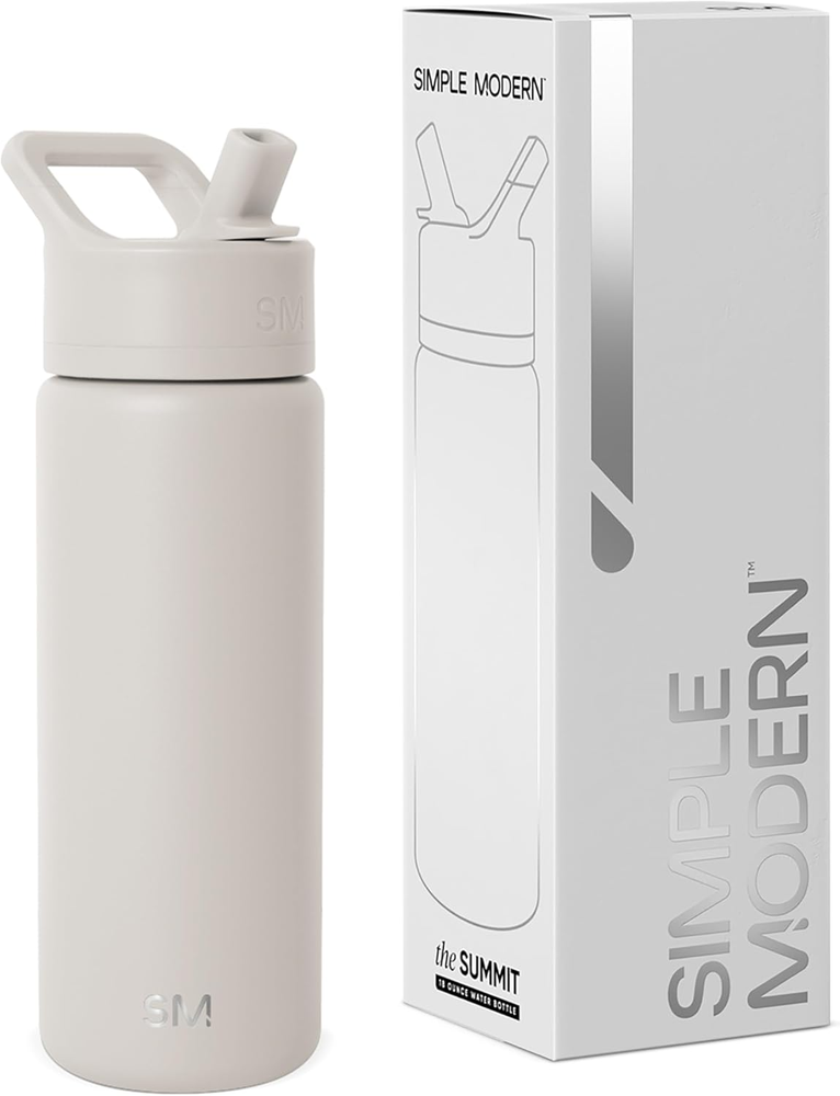Stainless Steel Kids Water Bottle with Straw Lid Vacuum Insulated Thermos  