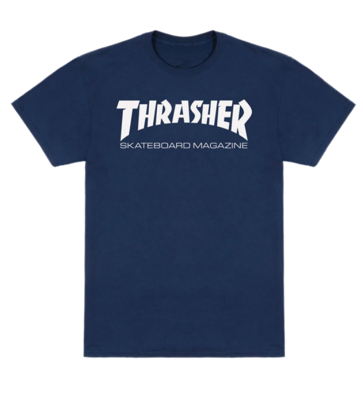 Skate Mag T Shirt Navy Reprint Thrasher Magazine Skateboard Graphic Tee S-5XL