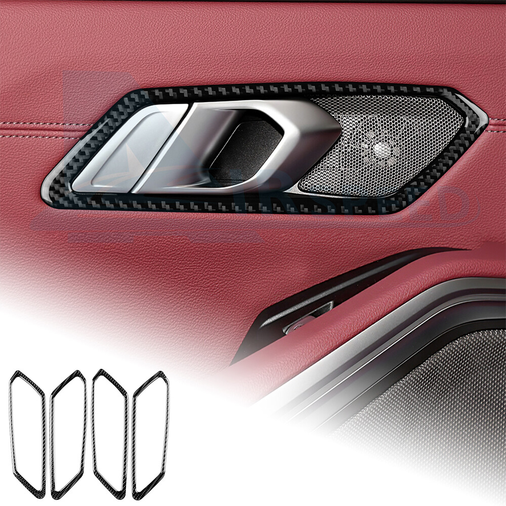 4PCS Carbon Fiber Interior Door Handle Cover Trim For BMW 3 Series G20 2020-2022