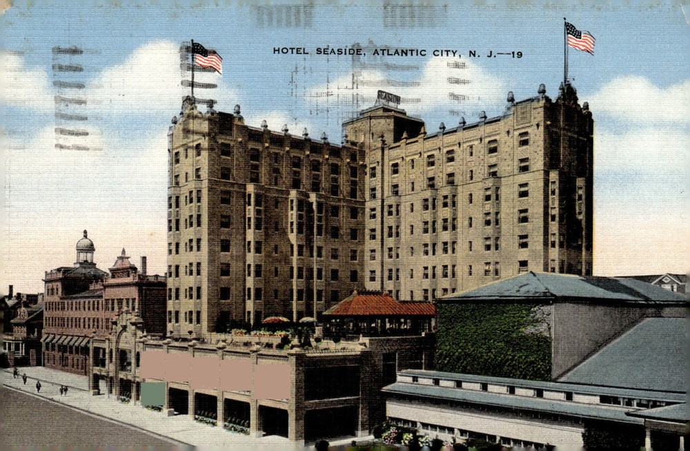 1940s Hotel Seaside Atlantic City New Jersey Linen Postcard 1944 Postmark