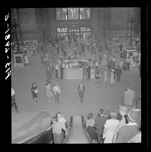 Photo:New York NY Pennsylvania Station 1942 Information Booth Escalators