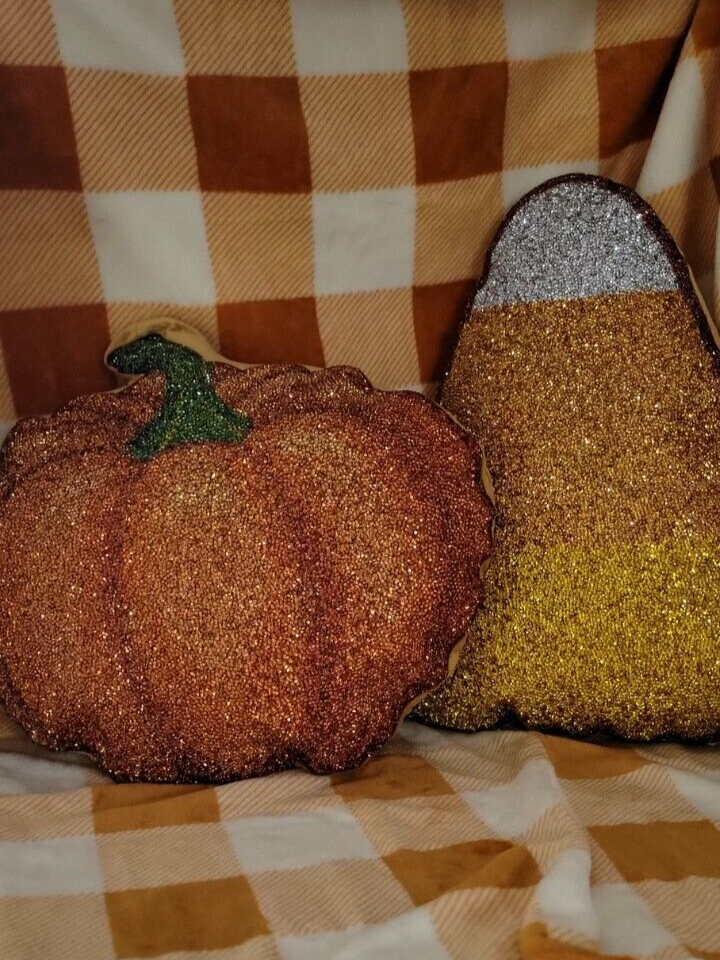 Halloween Sparkles home Fall Rhinestone Pumpkin /Candy Corn Pillows