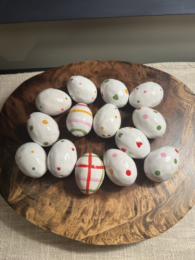 Hand Crafted Ceramic Painted Easter Eggs - Set of 15