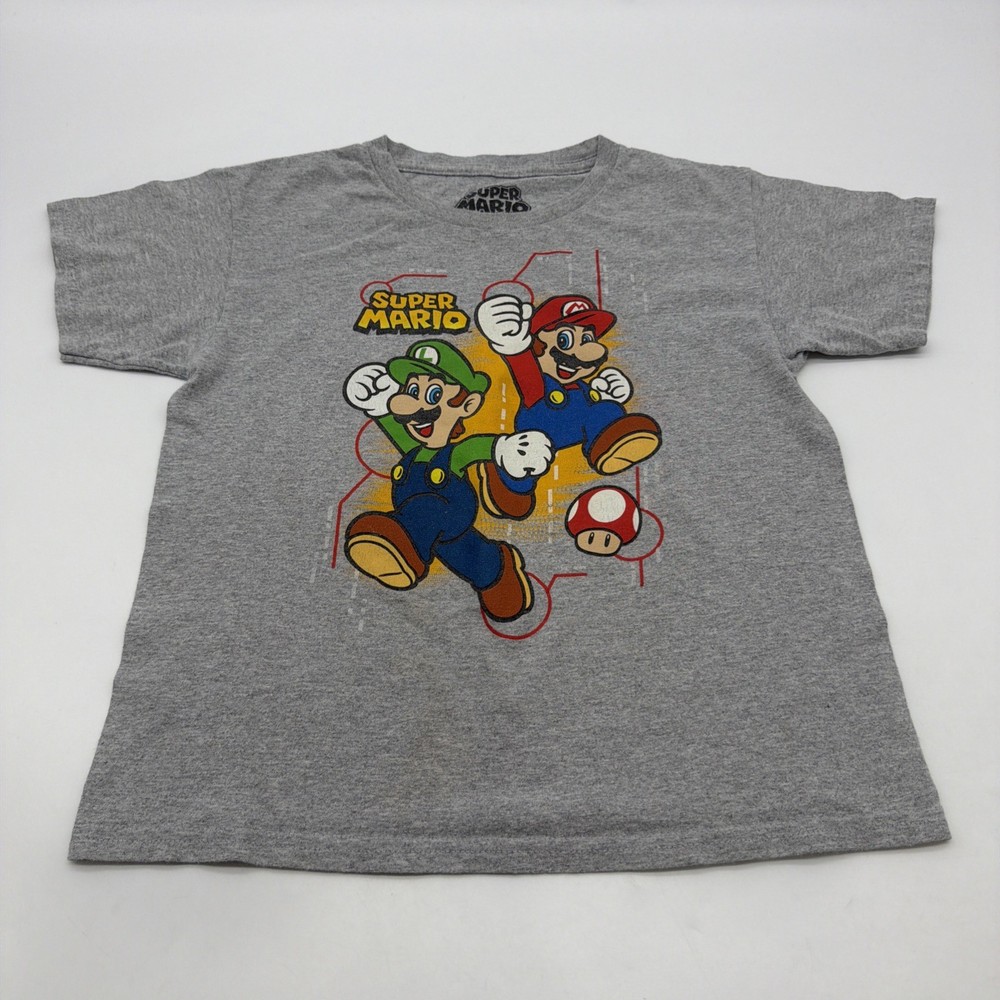 Super Mario Nintendo Hybrid Apparel T-shirt Boys S Gray Graphic Print Logo.45393