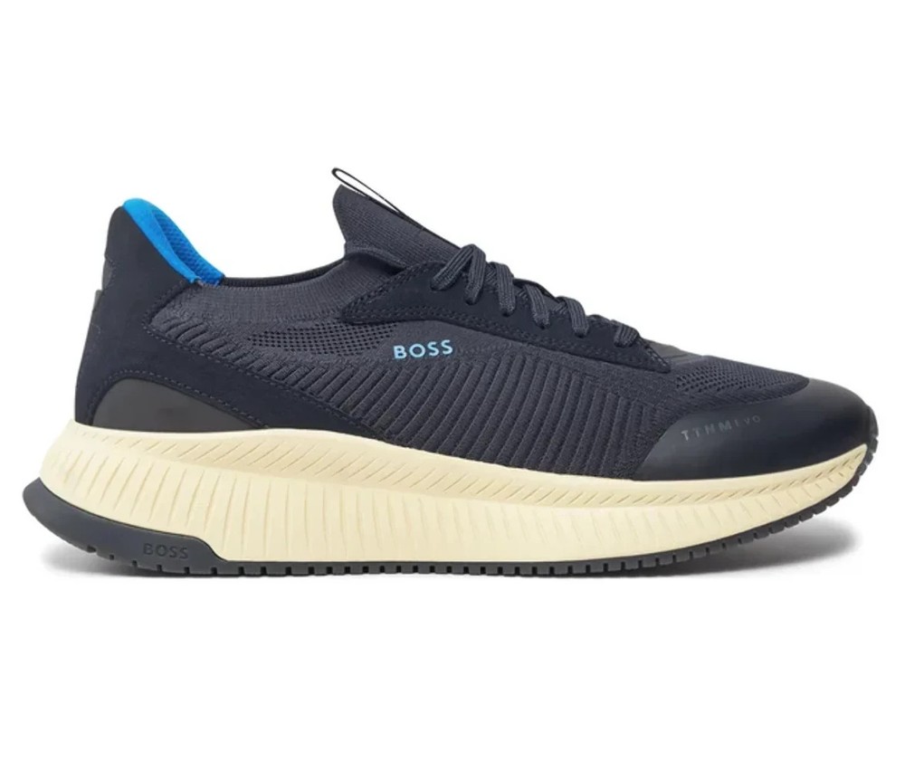 Mens BOSS Trainers Dark Blue Casual Sneakers With Logo - TTNM Evo Slon Size 12
