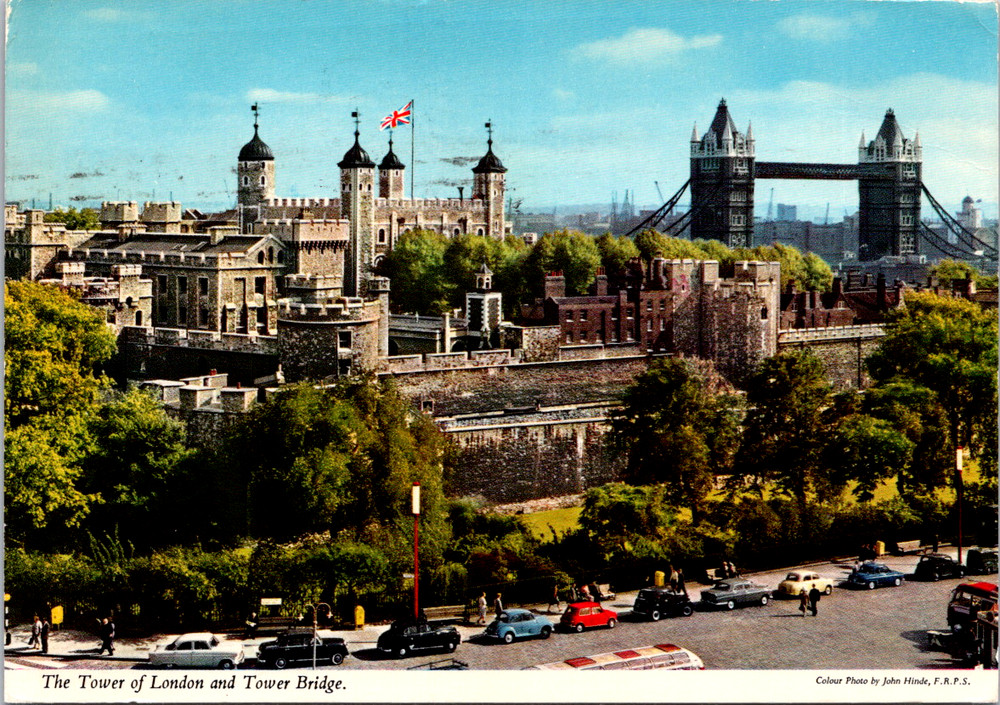 Vintage Postcard Tower Of London And Tower Bridge England Aerial View
