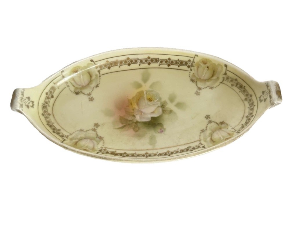 Antique Prussia Royal Rudolstadt Celery/Relish Dish, Hand Painted, Beyer & Bock