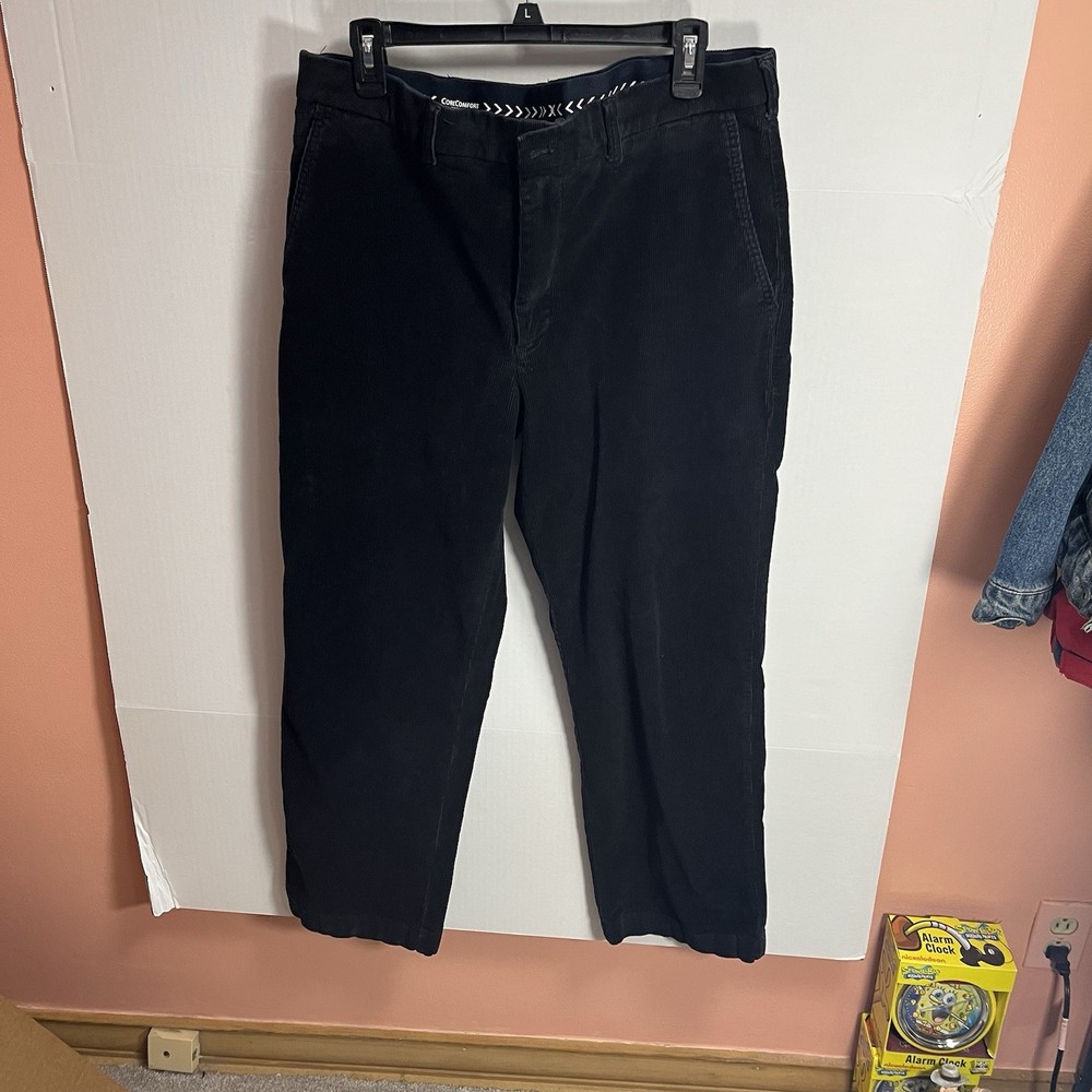 Vintage Black Corduroy Pants for Men Size 38x30 Slim Fit Retro Style