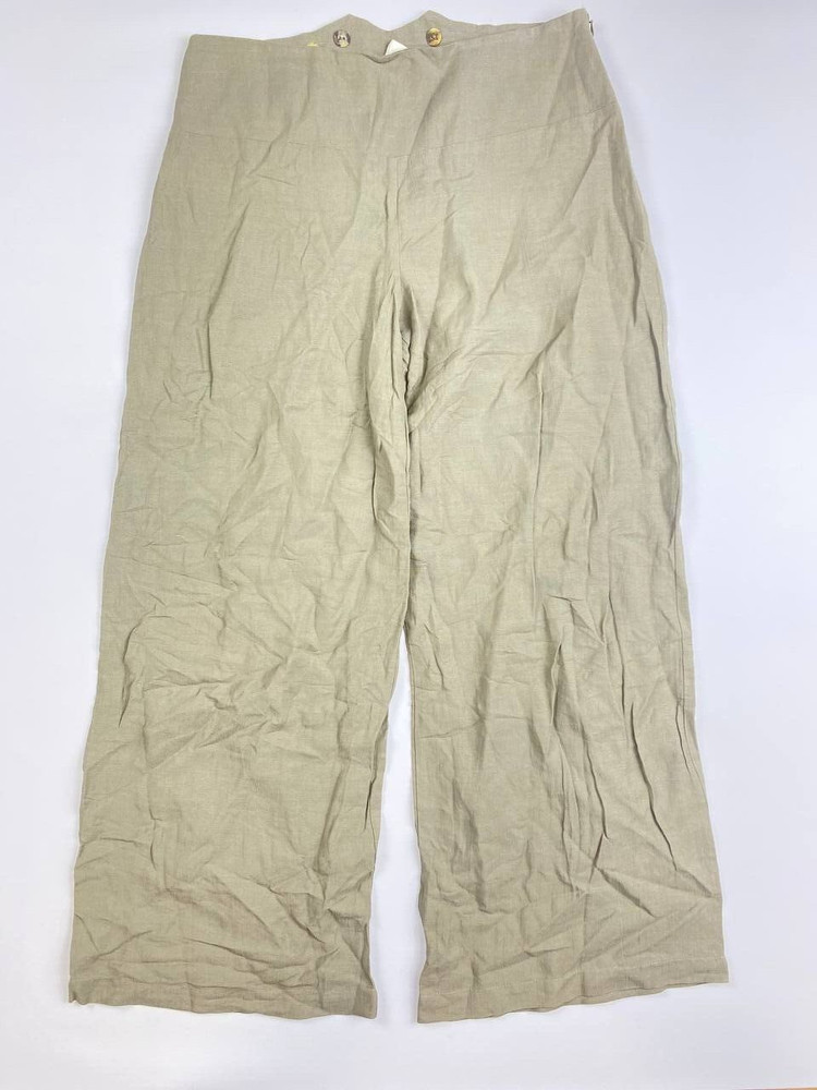 SARAH PACINI Beige Relaxed Stretch Wide-Leg Overall Pants Size 2/ W32