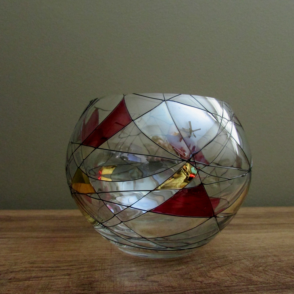 PartyLite Calypso Mosaic Tealight Votive Candle Holder Painted Stained Glass