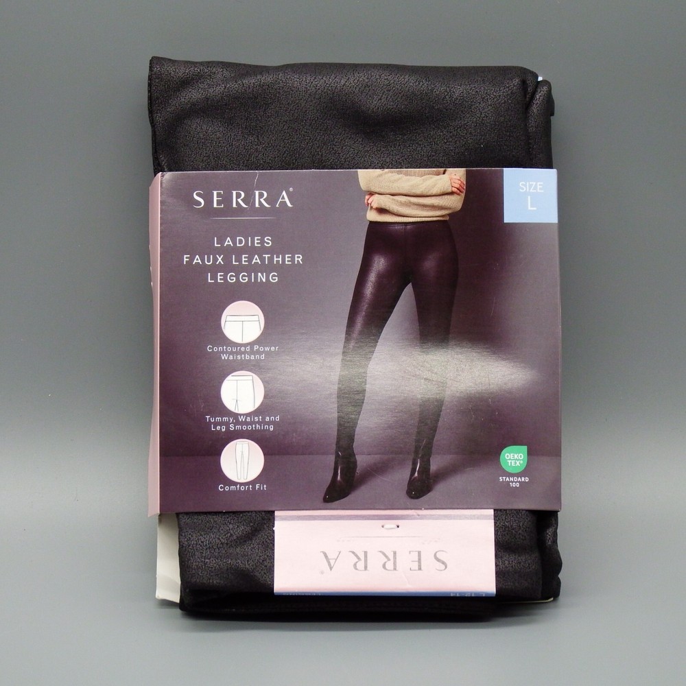 NIP Serra Women's Size 12-14 (L) Black Faux Leather Leggings