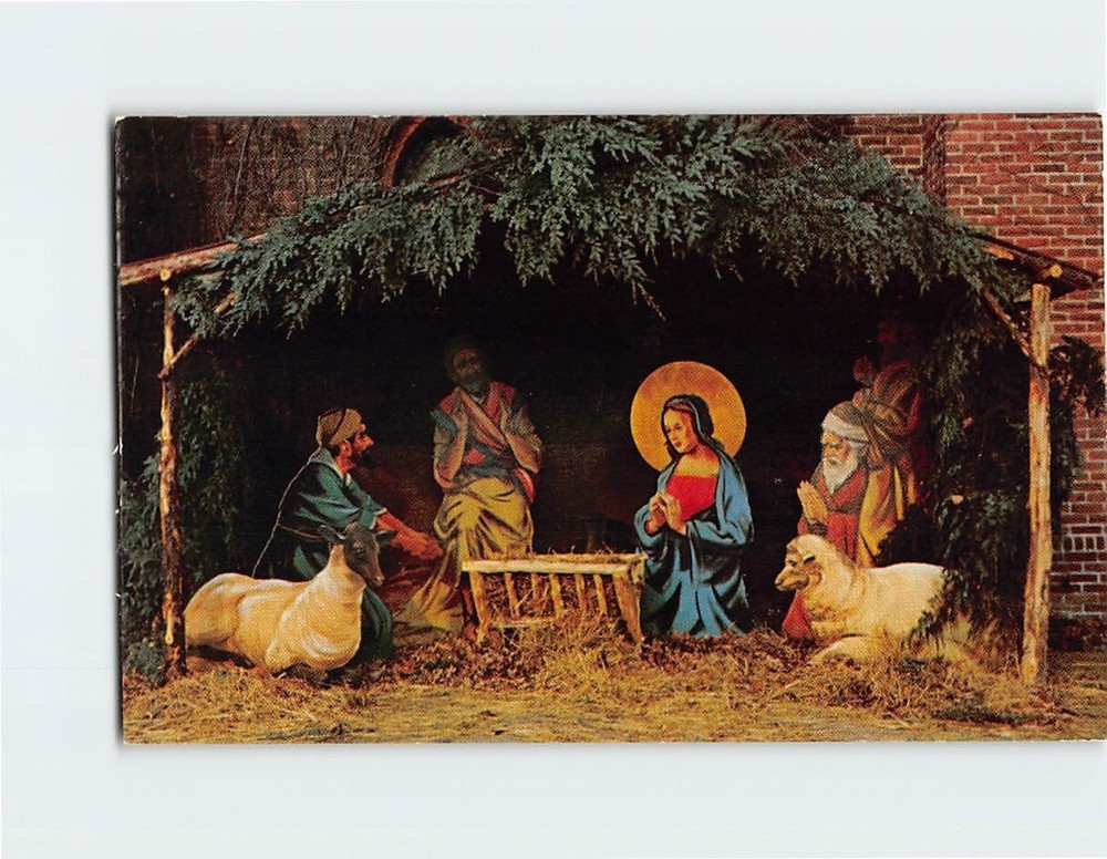 Postcard Nativity Scene St. Peters Episcopal Church Cheshire Connecticut USA