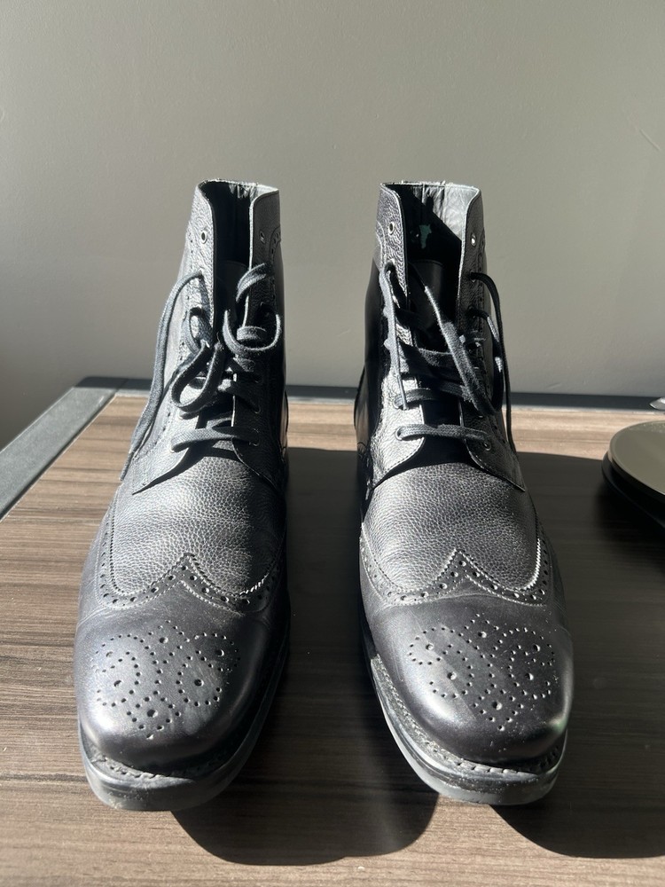 Men's Black Wingtip Dress Boots US 14 M by Thursday Boot Co