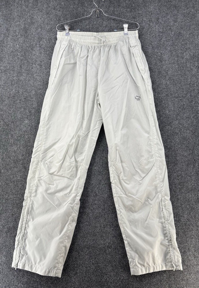Puma Men’s Track Pants Light Gray XL Zip Pockets Drawstring Elastic Waist