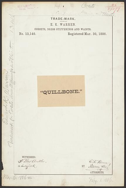 E. K. Warren for Quillbone brand Corsets, Dress Stiffenings and Waists