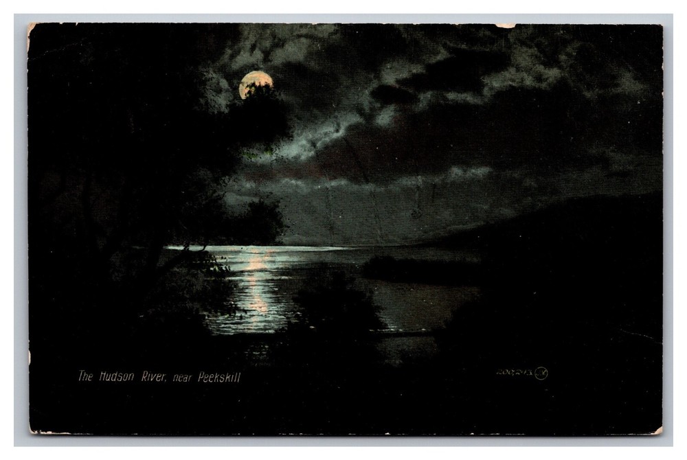 The Hudson River Night View near Peekskill NY Divided Back Postcard Posted 1912