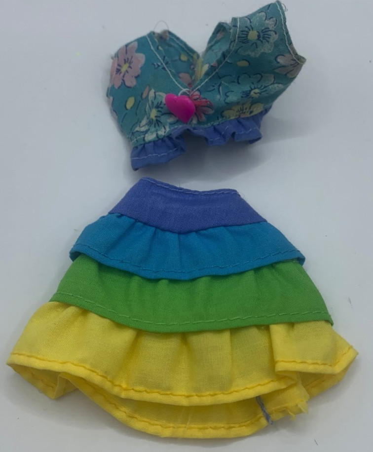 Vintage Barbie Outfit Tropical Splash Fashions Two Piece Clothes Top Skirt Blue
