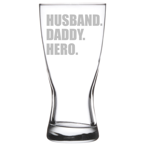Beer Glass Pilsner Stein Mug 15oz Husband Daddy Hero Father Dad