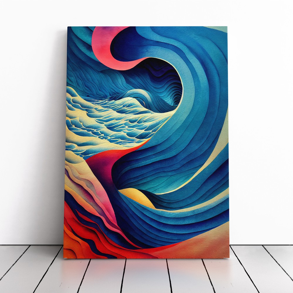 Contemporary Ocean Wave Art No.2 Canvas Wall Art Print Framed Picture Home Decor
