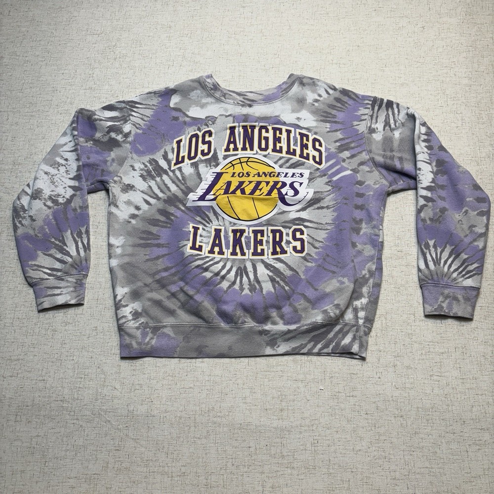 Hybrid Los Angeles Lakers NBA Basketball Sweatshirt Womens Medium Purple Tie Dye