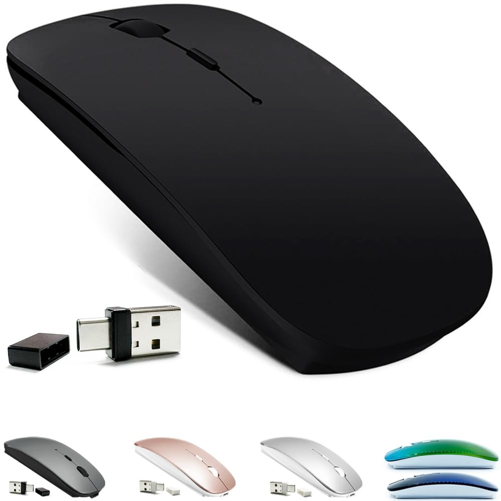 Wireless Rechargeable Bluetooth 5.2 Mouse with USB-C for MacBook & Windows