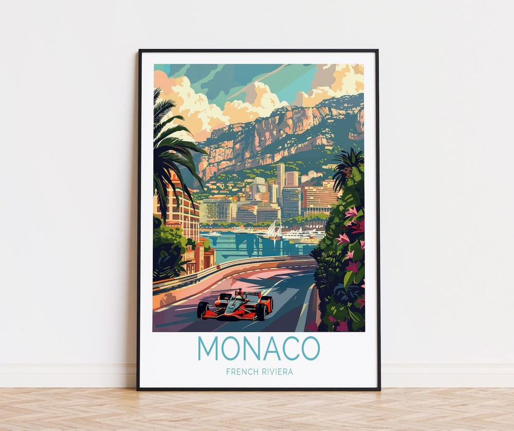 Monaco French Riviera Travel Print Monaco Wall Art France City Poster Custom