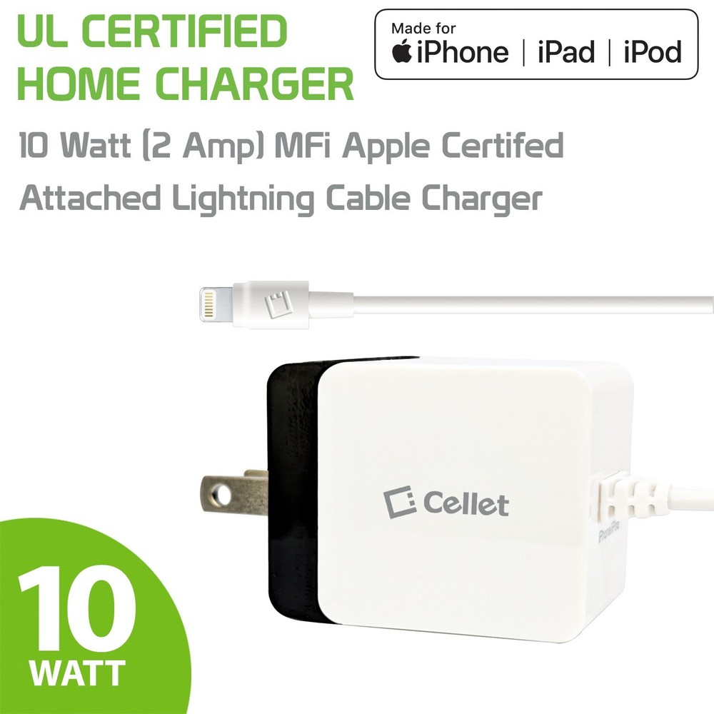 Cellet Apple Lightning MFI Certified Home Charger Compatible with iPhone/AirPods
