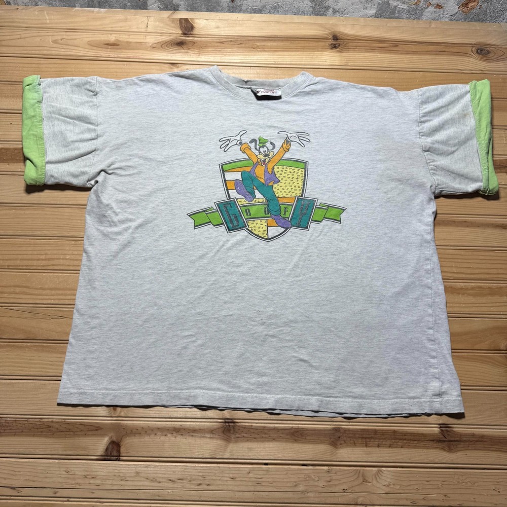 Vintage 80s Disney Fashions Goofy Cartoon Graphic Heather T-Shirt Men's - 2XL