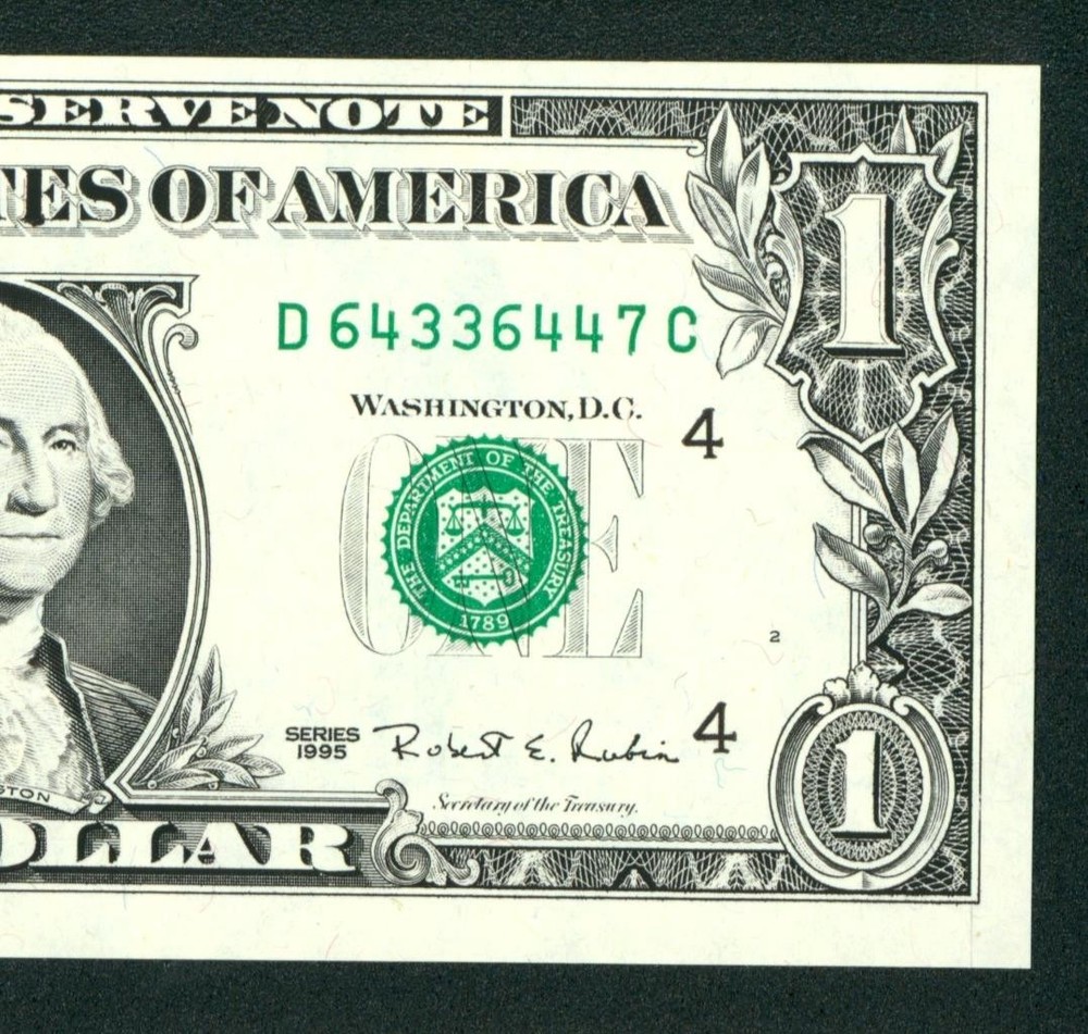 *WEB PRESS NOTE** (EXPERIMENTAL) $1 1995 Plate #2/9 Federal RN (5th of 5 consec)