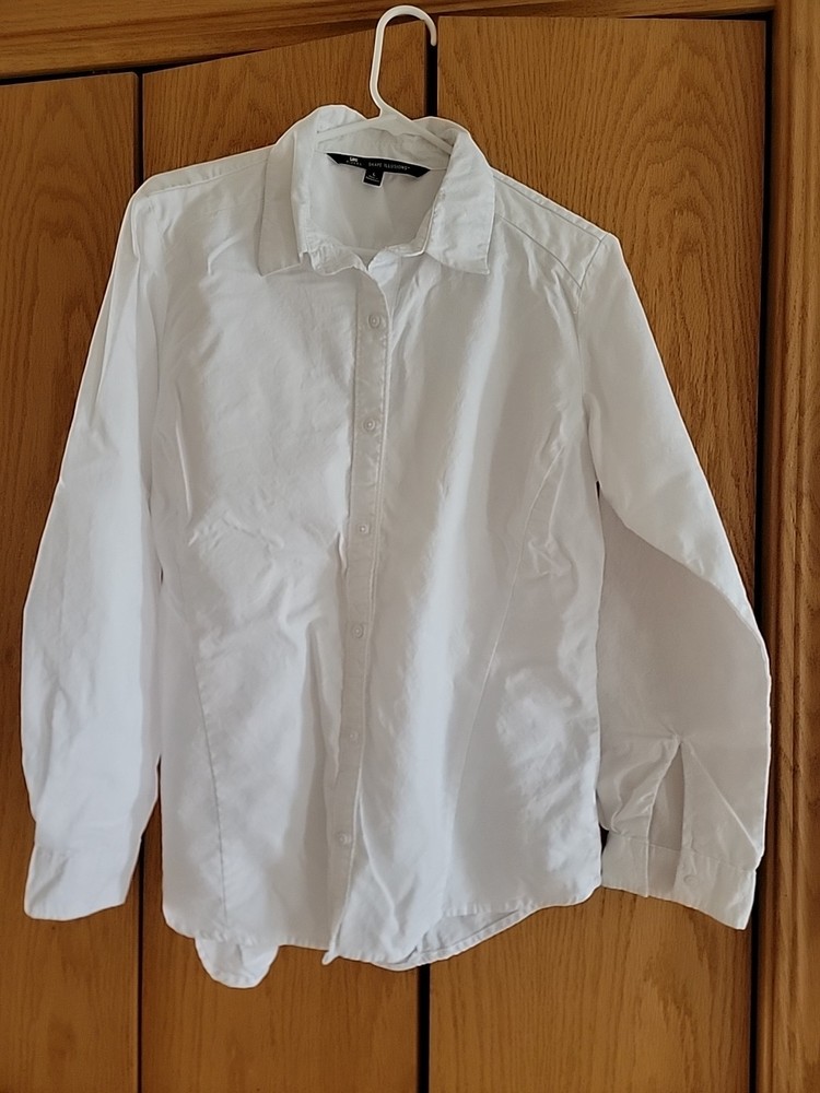 Lee Riders Women White Illusion Button Up Shirt Top Size L