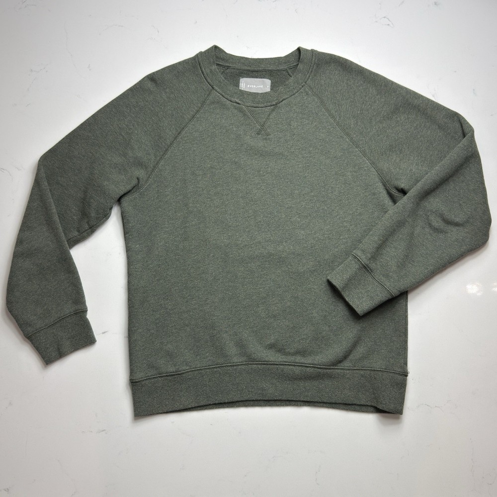 Everlane French Terry Crewneck Sweatshirt Sage Green Raglan Cotton Pullover M