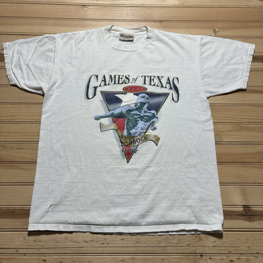 Vintage 90s Games Of Texas Olympics Lubbock 1997 Promo Shirt Size Large