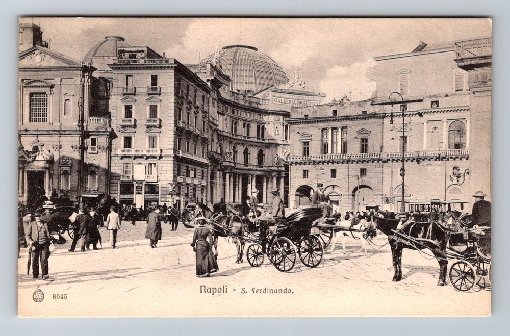 Italy- Naples Plaza Church Of San Ferdinando Old Postal PC View Vintage Postcard