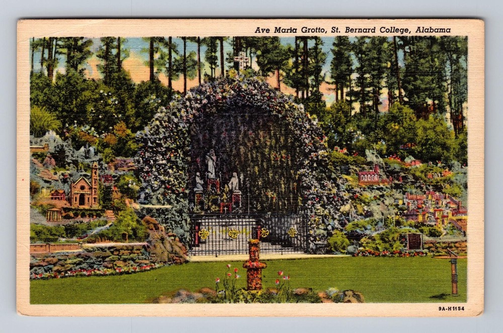 Cullman AL-Alabama Ave Maria Grotto St Bernard College Vintage Postcard