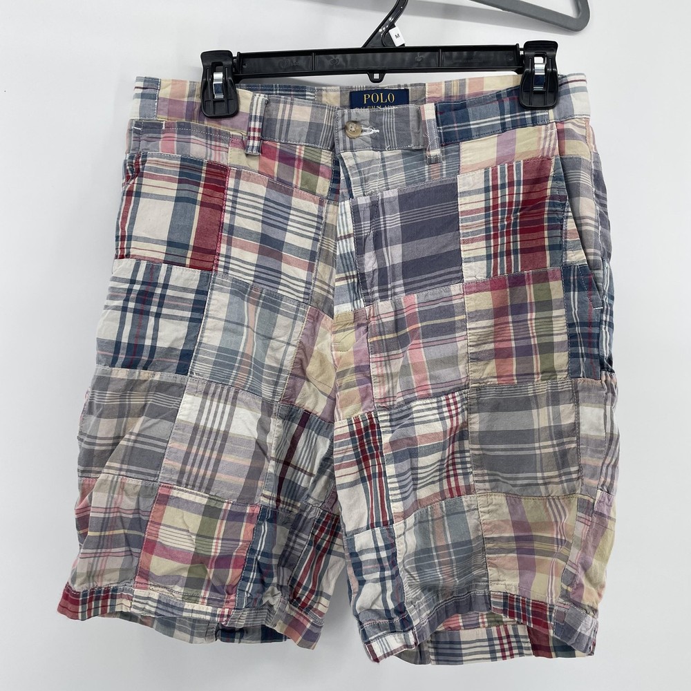 Polo Ralph Lauren Mens 31 Madras Patchwork Plaid Chino Classic Fit Shorts