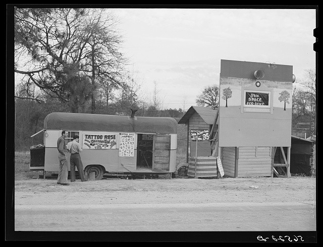 Alexandria Louisiana 1940 Tattoo Rose Trailer Highway Signs Fort Beauregard
