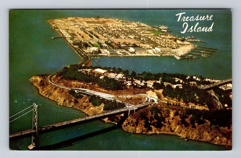 San Francisco CA-California, Aerial Treasure Island and Entry Vintage Postcard