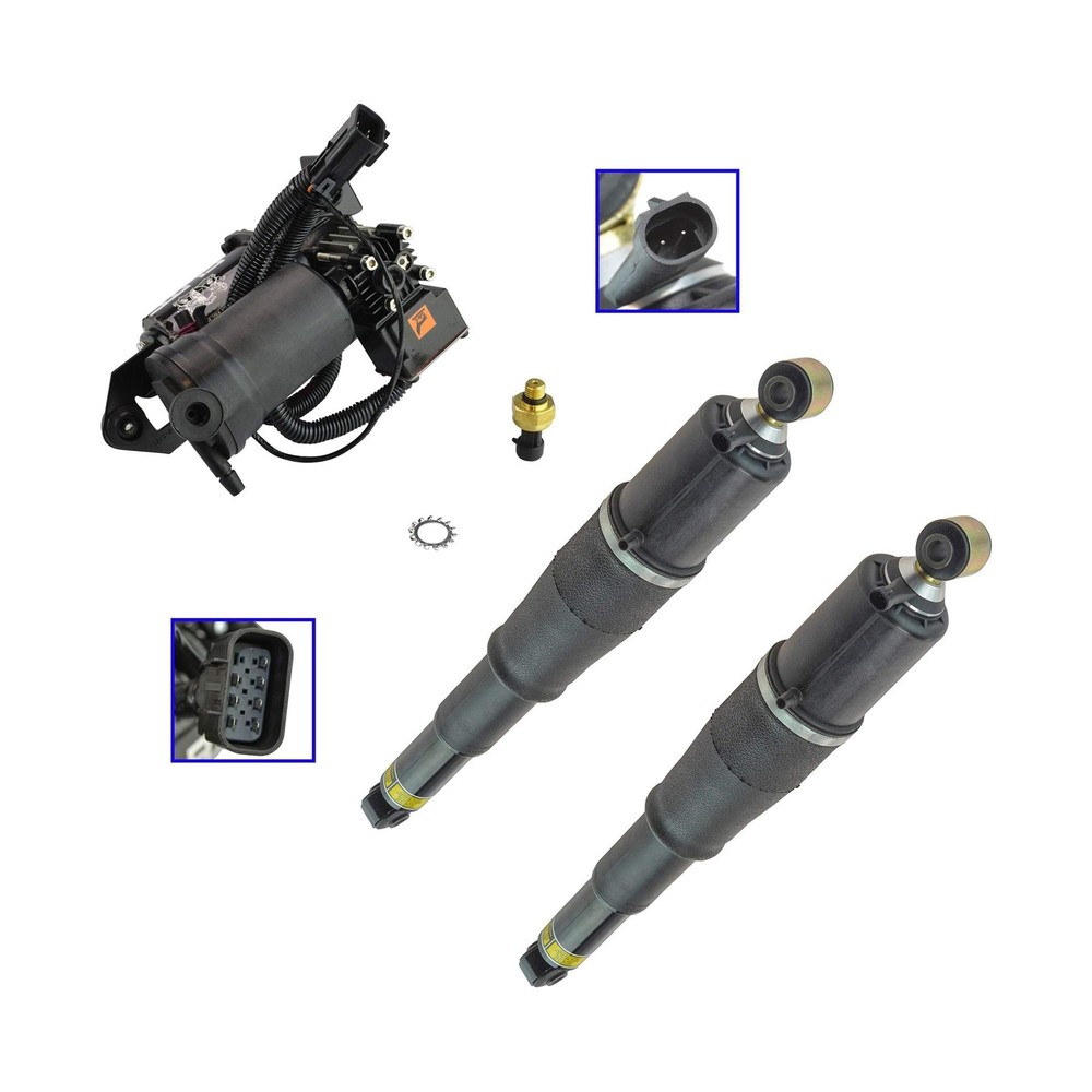 TRQ Air Ride Suspension Compressor with Dryer & Rear Shock Absorber 3 Piece K...