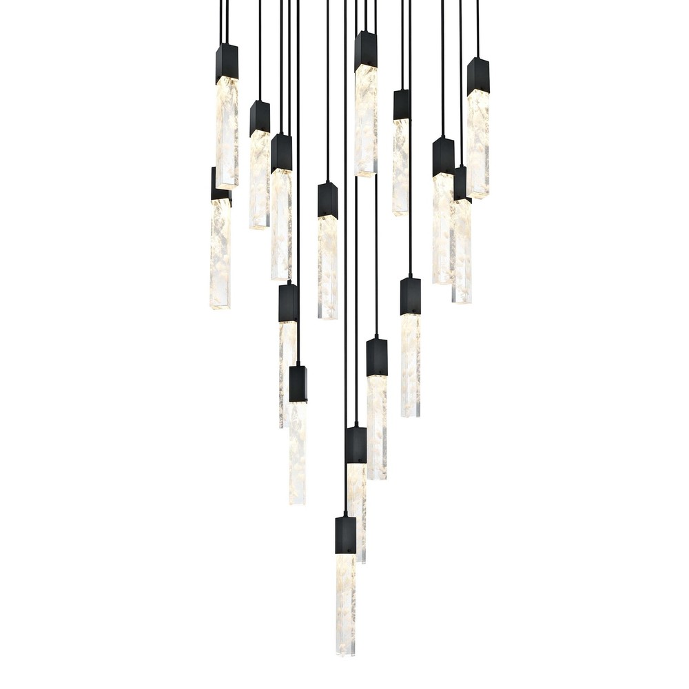 Elegant Black Aurora 36W Crystal Chandelier with Modern Lighting Design