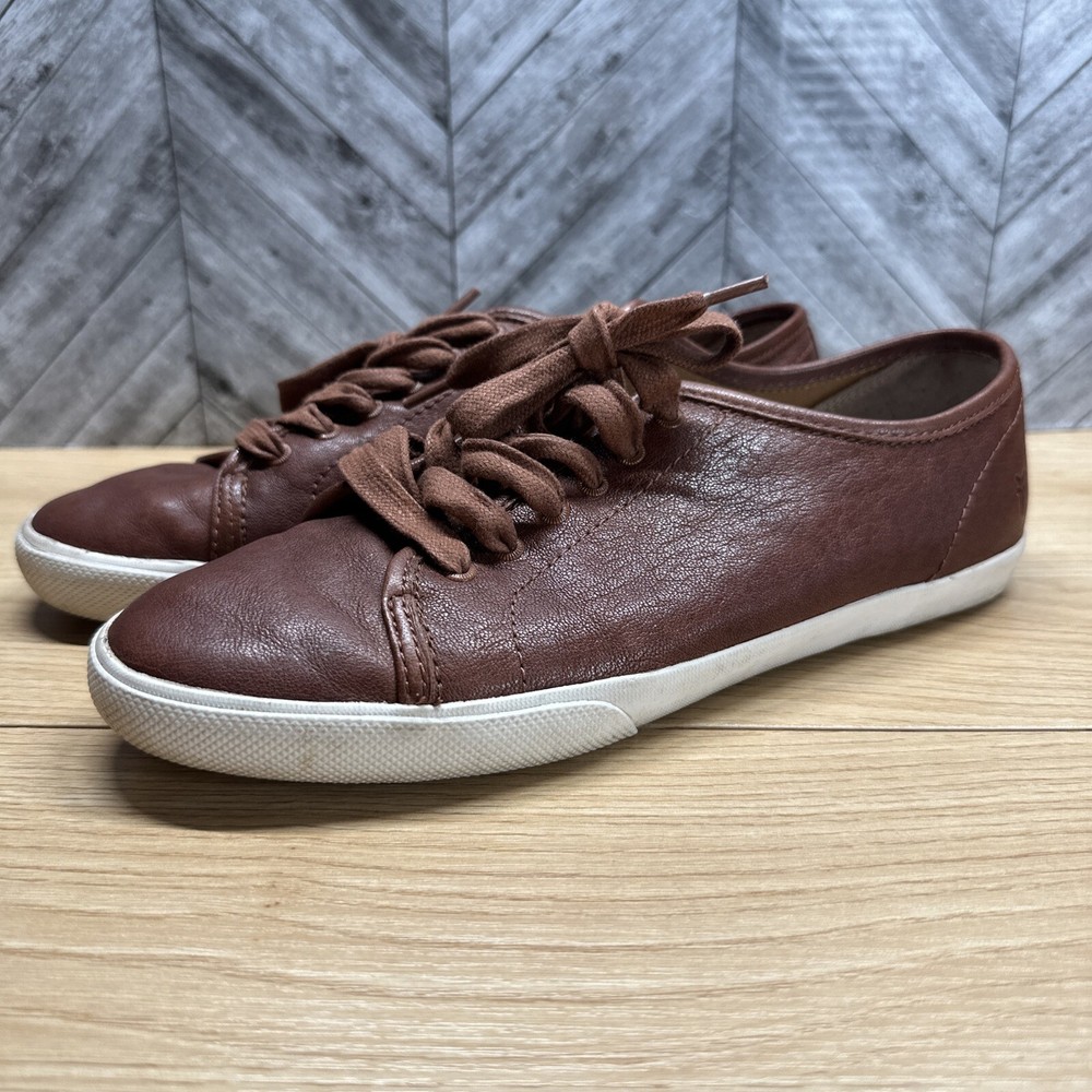 FRYE Maya Low Lace up Brown Leather Sneakers Shoes Women’s size 9